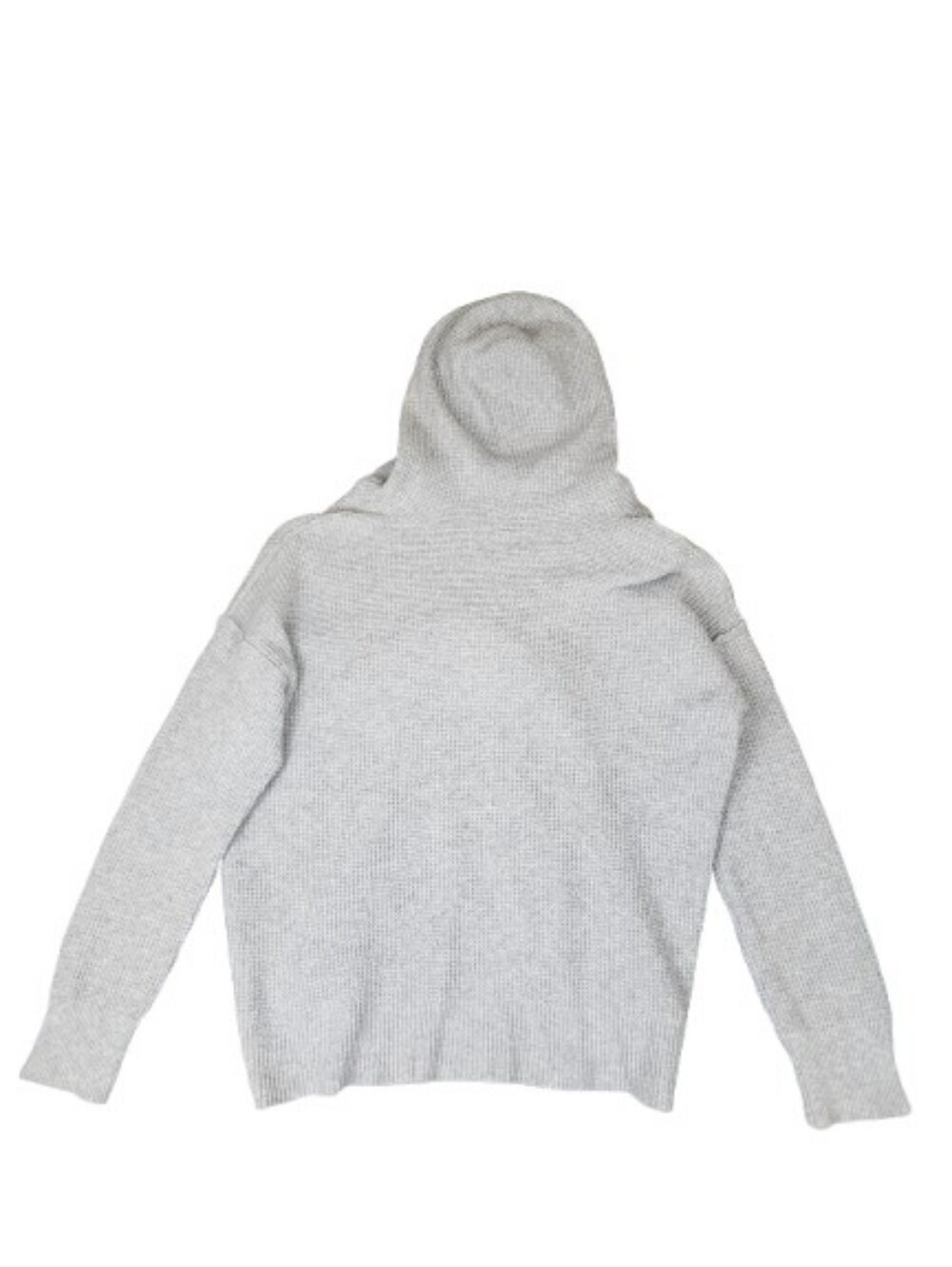 Aerie Light Gray Hooded Knit Sweater V Neck Oversized Womens Small - Picture 5 of 9